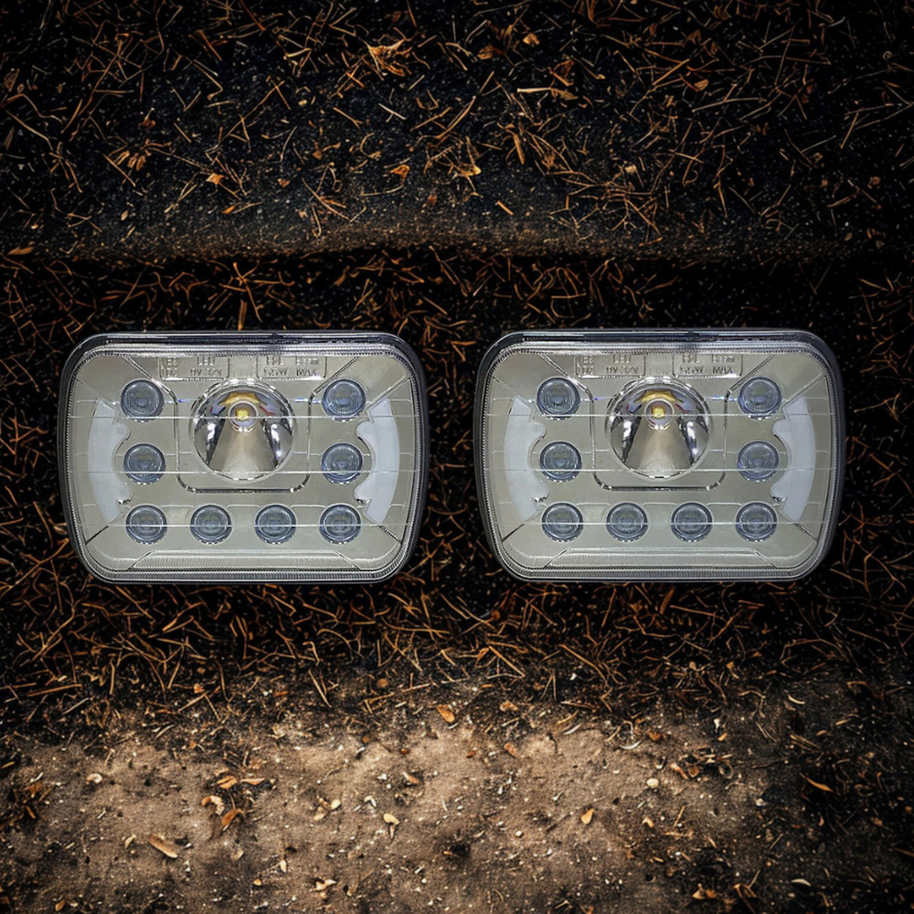 Quake LED QTE462 5x7" Headlight 39 Watt High/Low Half Halo 1984-1993 Jeep YJ/XJ